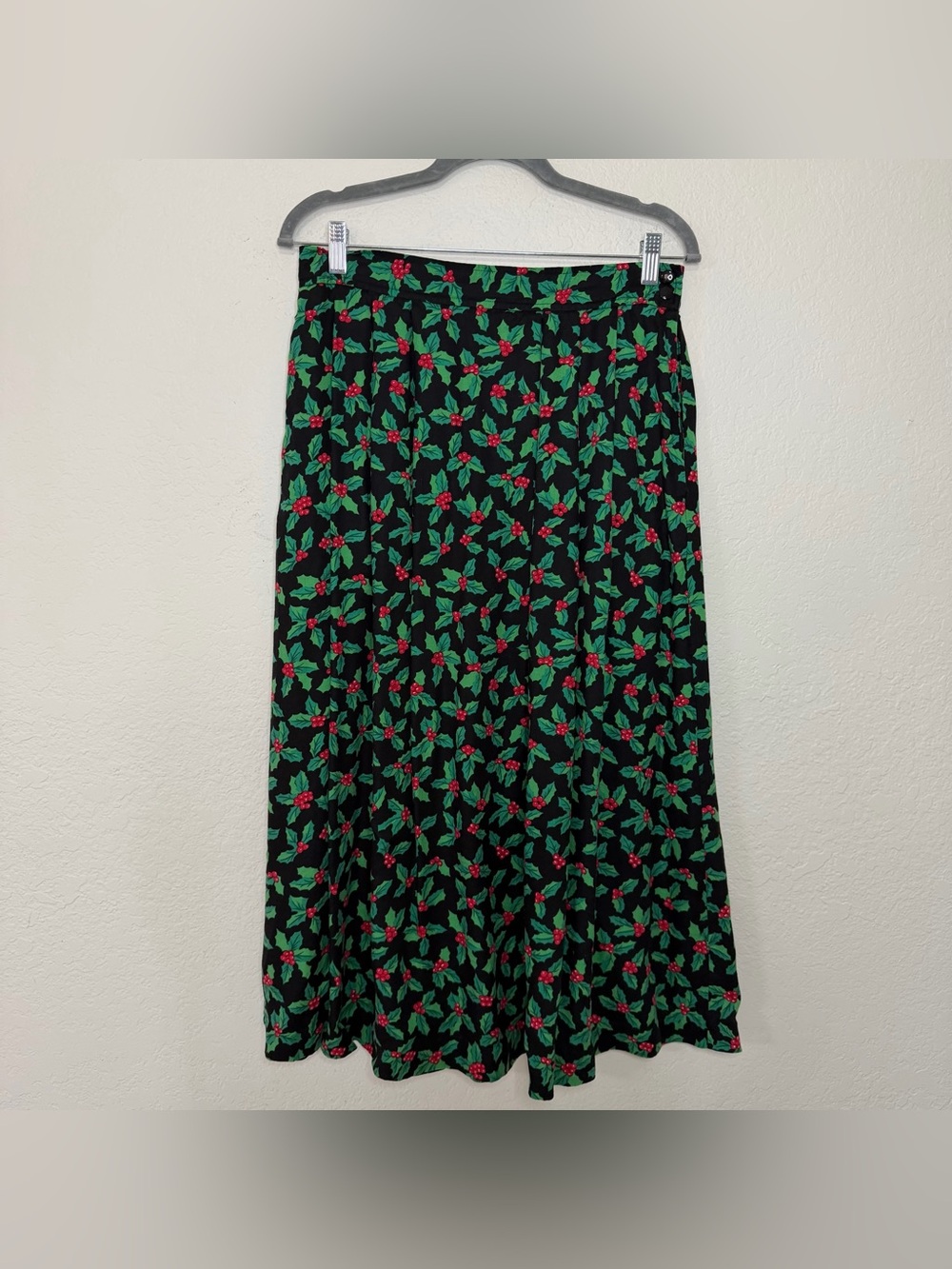 Vintage Bechamel Holiday Christmas Holly Maxi Skirt Cottage Core Women’s Size 14